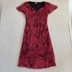 Believe Dress Chiffon Midi Sheer Overlay Lined Floral Vintage Style